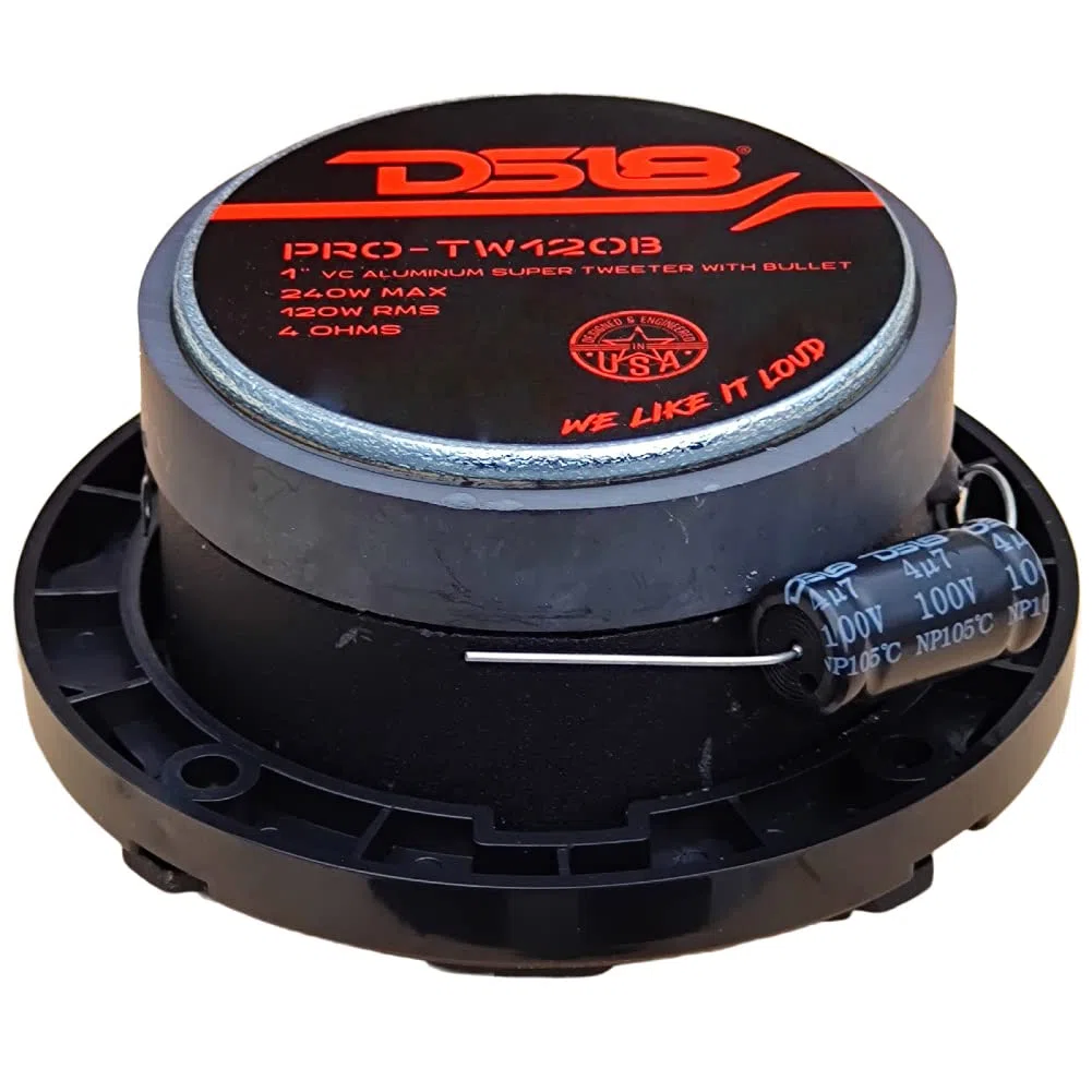 DS18 2 PRO-TW120B super Aluminium hochtöner Schwarze mit 120 watt rms und 240 watt max 7,90 cm Durchmesser und Einer von 4 ohm 103 dB, pro Paar + 2 kondensatoren und 3 kostenlose Aufkleber