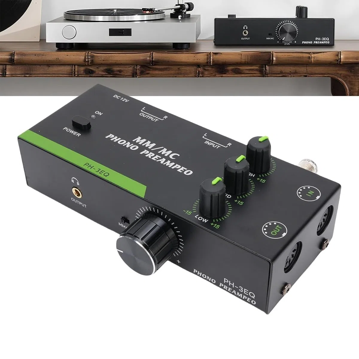 Riven MM MC Phono Vorverstärker 3 Band EQ Einstellbare Verstärkung 5 Pin XLR Eingang Ausgang Plattenspieler Verstärker
