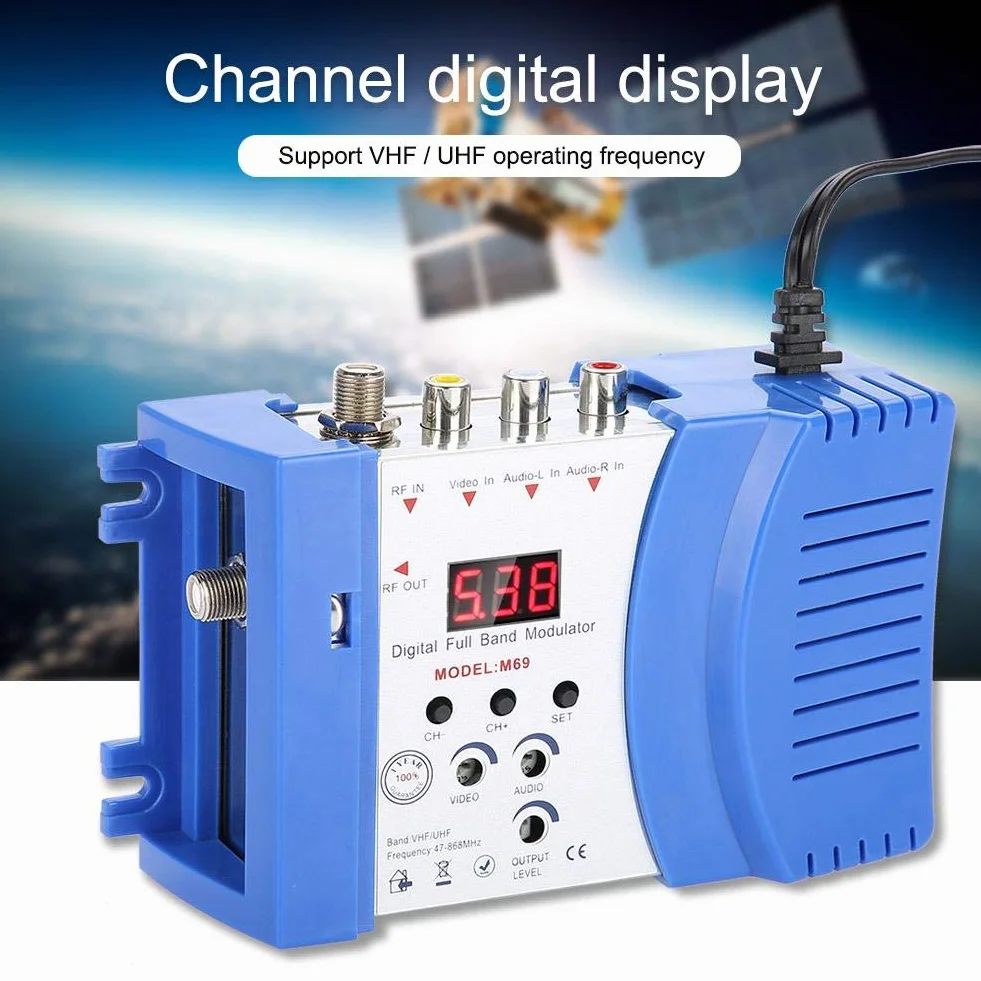 Socobeta Modulator Digital RF Modulator AV zu RF AV zu TV Konverter VHF UHF für Smart TV Satellitenempfänger VCR DVD(EU-Stecker)