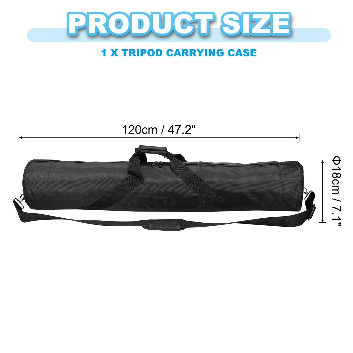 PATIKIL Stativ Tragetasche, 120 x 18 cm Oxford Stoff gepolsterte Stativtasche mit verstellbaren Schultergurten Griffen für Lichtständer Schirme Mikrofone Lautsprecherständer, Schwarz