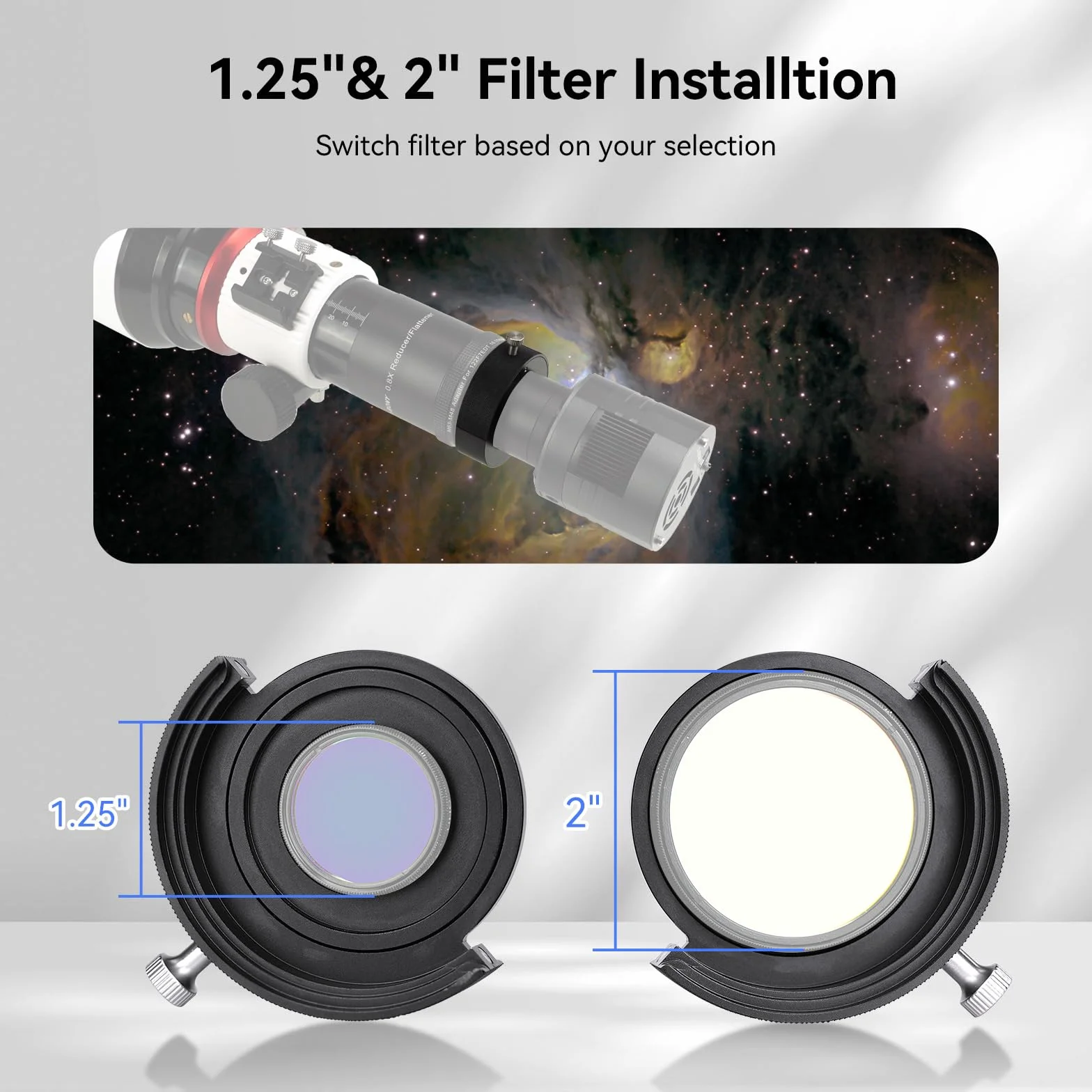 SVBONY SV226 Teleskop-Filterschublade, fotografische Filterschublade mit M42-M48-Adapter, doppelter magnetischer Filterhalter für 3,2 cm und 5,1 cm Filter montiert, für Deep Sky Fotografie