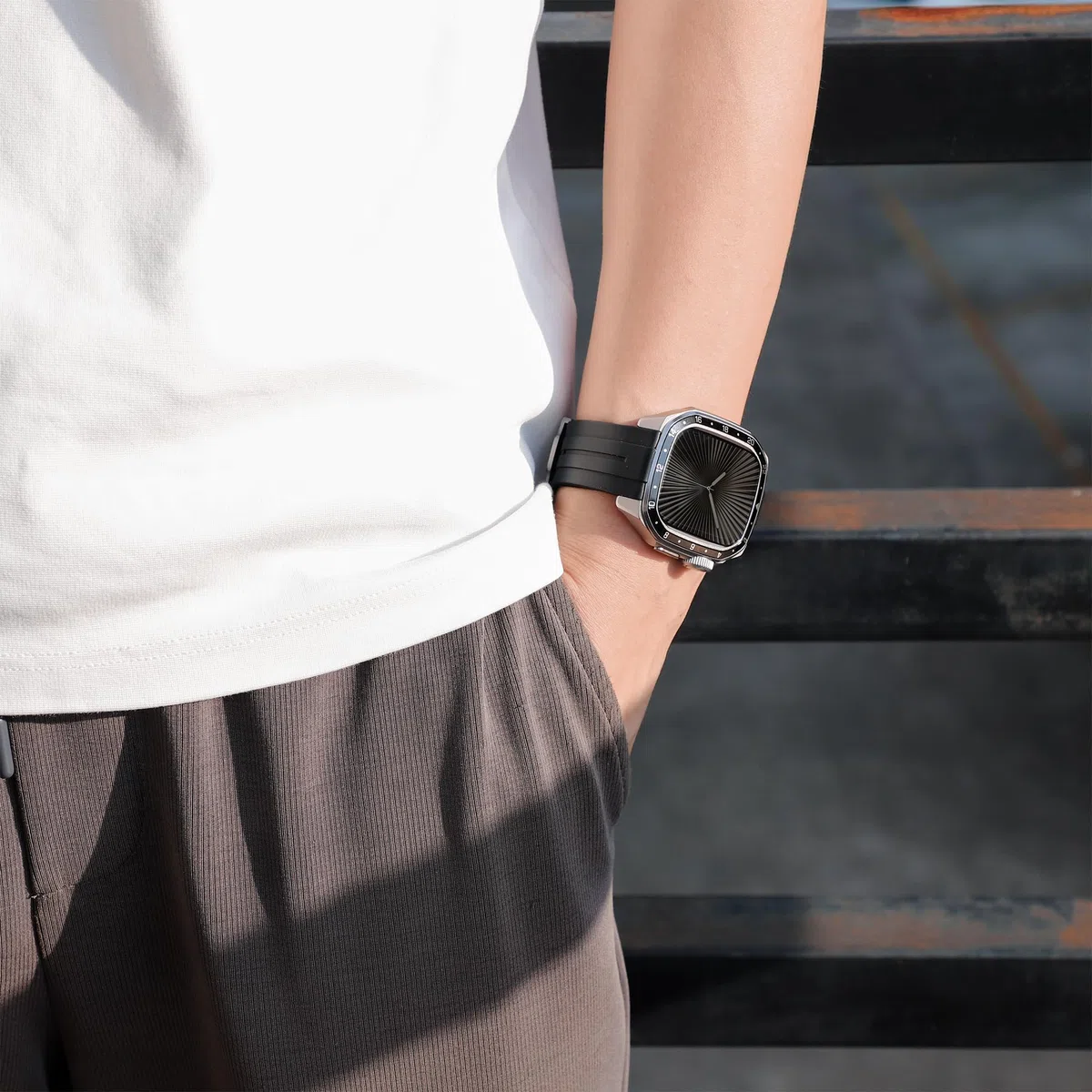 Armband mit Hüllen Kompatibel mit Apple Watch 46mm (Serie 11 10) Band,Robuste Stoßfeste Metall Hüllen Silikon Armband für Apple Watch 46mm (Serie 10 11) Damen Herren,Titan Schwarz