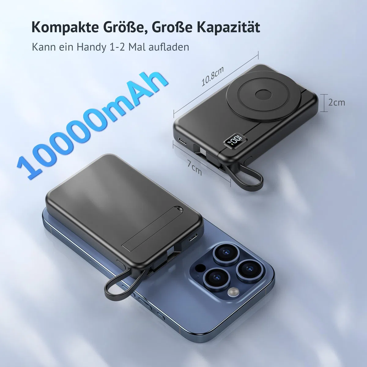 Magsafe Powerbank 10000mAh 22.5W Magnetische - Kabelloses Externe Handyakkus mit Typ-C-Eingang und -Ausgang USB-C, LED-Anzeige Kompatibel for iPhone 16 15 14 13 12 Pro Max Serie, Galaxy Muctsda
