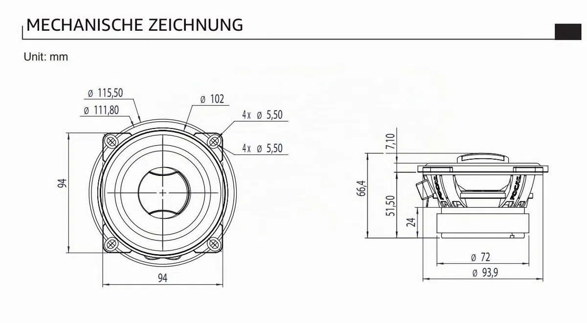 Focal Auditor ACX-130 Koaxial-Lautsprecher für Autotür, 130 mm, 200 W