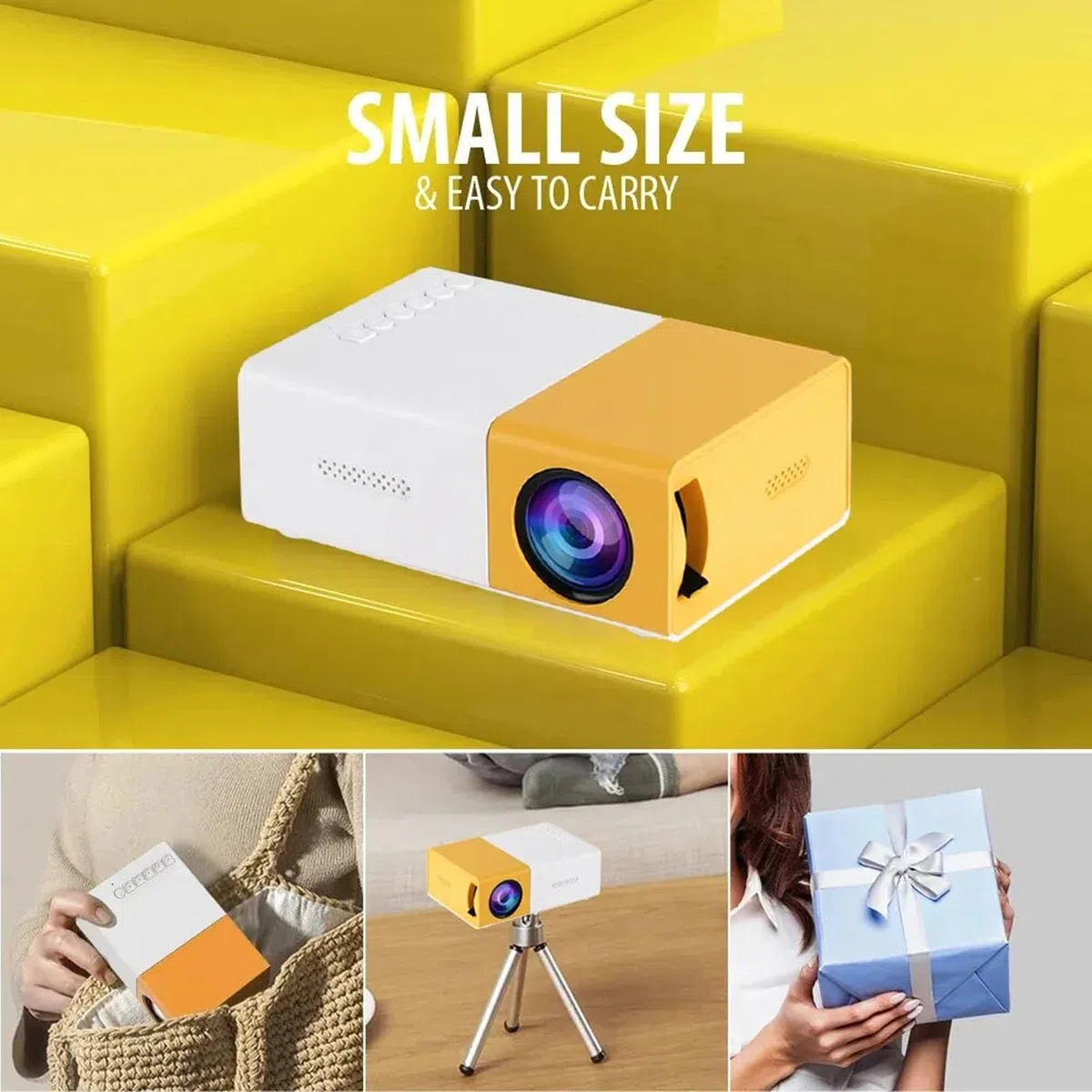 Projektor, 1080P Full HD Tragbarer LED-Projektor für Kinder, Smart-Heimkino-Filmprojektor für Laptops, PCs, TV-Boxen, TV-Sticks, Tablets, Smartphones (EU-Stecker)