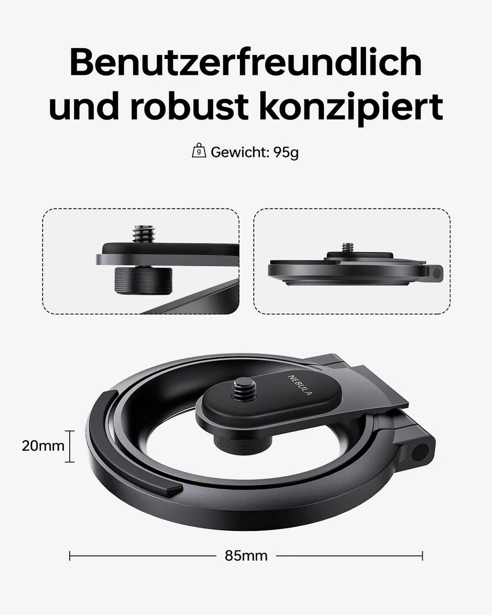 NEBULA Anker Projektor faltbarer Ständer, ultra-kompakte Halterun, einfache Installation, 180-Grad-Drehung, Capsule Serie, leichtes 95g Design, passt in die originale Reisehülle