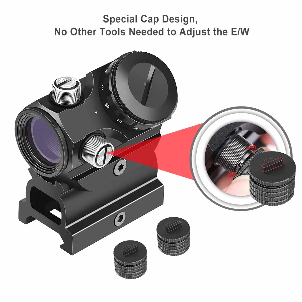 Feyachi RDS-22 Red Dot Visier 1 x 22mm 2MOA Airsoft Visier leuchtpunktvisier Kompaktes Rotpunktvisier Zielfernrohr für 20mm/22mm Picatinny/Weaver-Schienen