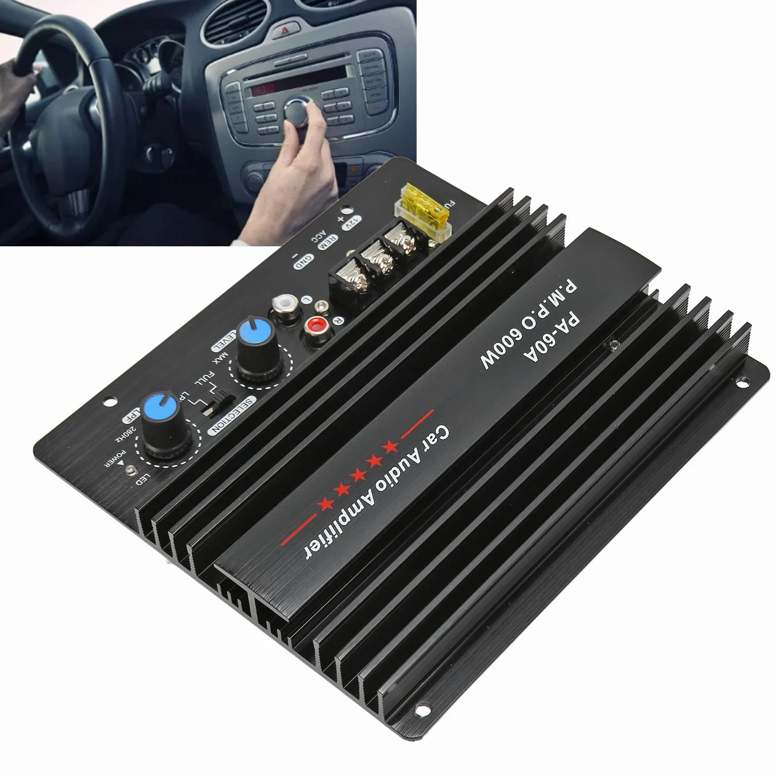 GOWENIC Auto Sound Leistungsverstärkerplatine, 600 W Hochleistungs Bass Subwoofer Verstärker, Aluminiummaterial, Ausgezeichneter Chip, Gute Klangqualität, Geeignet für die Meisten Autos