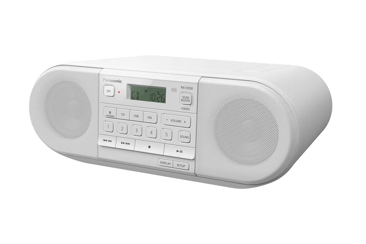 Panasonic RX-D550 FM-Radio mit Bluetooth, USB, CD, 20 W, Weiß