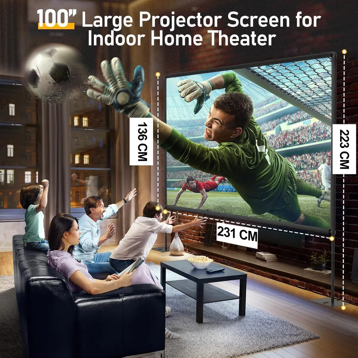 Beamer Leinwand mit Ständer 100 Zoll, EMART Tragbare 16:9 HD 4K Faltbar Indoor Projektor Leinwand mit Tragetasche und Robuster Basis, Projector Screen für den Garten, Partys und Heimkino