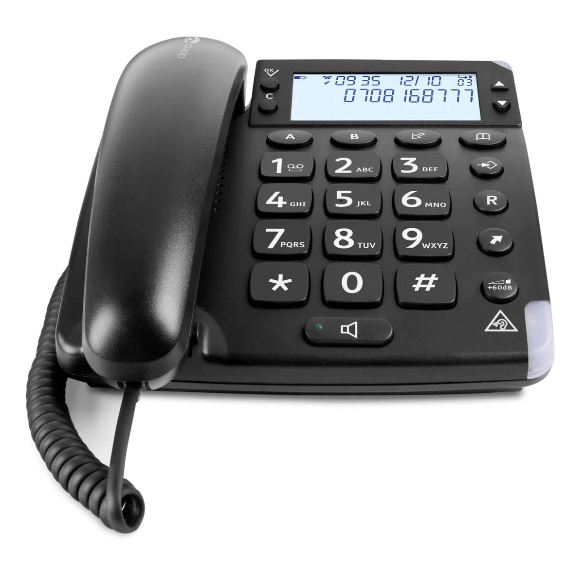 Doro Magna 4000 Schnurgebundenes Großtastentelefon mit großem hintergrundbeleuchtetem Display 6377 Schwarz