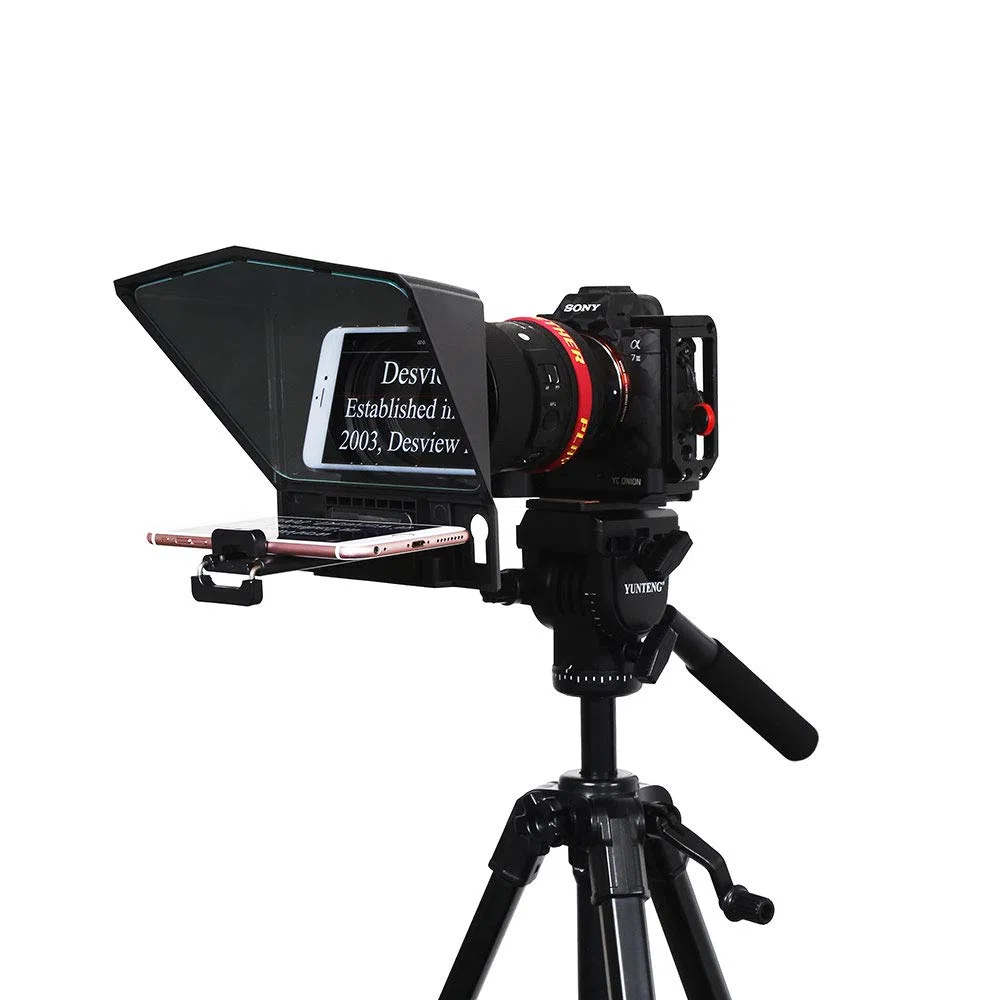 Desview - T2 - Teleprompter für Smartphone, Tablet oder DSLR-Kamera bis zu 8“ - Videoaufnahme - Autocue