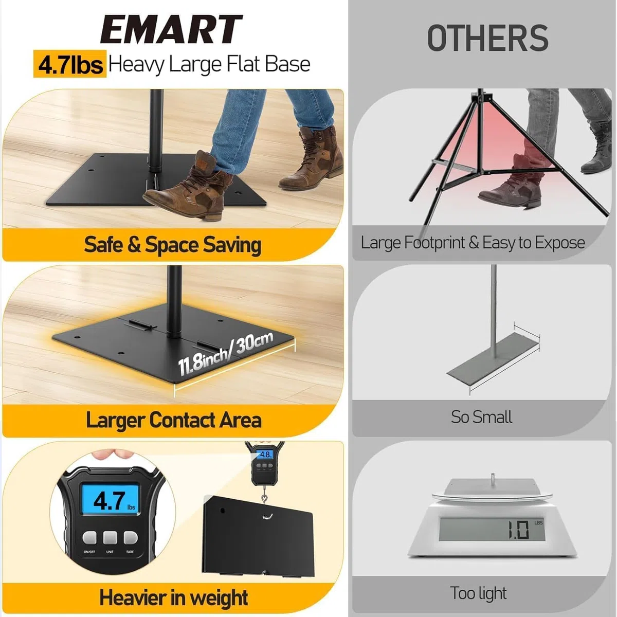Beamer Leinwand mit Ständer 100 Zoll, EMART Tragbare 16:9 HD 4K Faltbar Indoor Projektor Leinwand mit Tragetasche und Robuster Basis, Projector Screen für den Garten, Partys und Heimkino