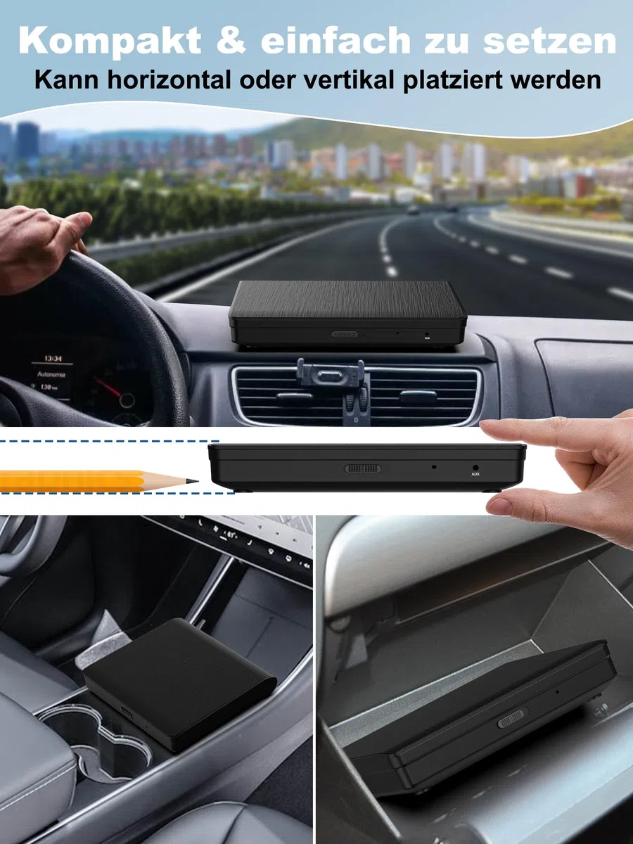 CD Player für Auto mit USB Anschluss - Lehwey CD Laufwerk für Auto mit 1M Verlängerungskabel, Externes CD Laufwerk für Laptop, PC, Fernseher, kompatibel mit Android Autoradio, Externer CD Spieler Auto