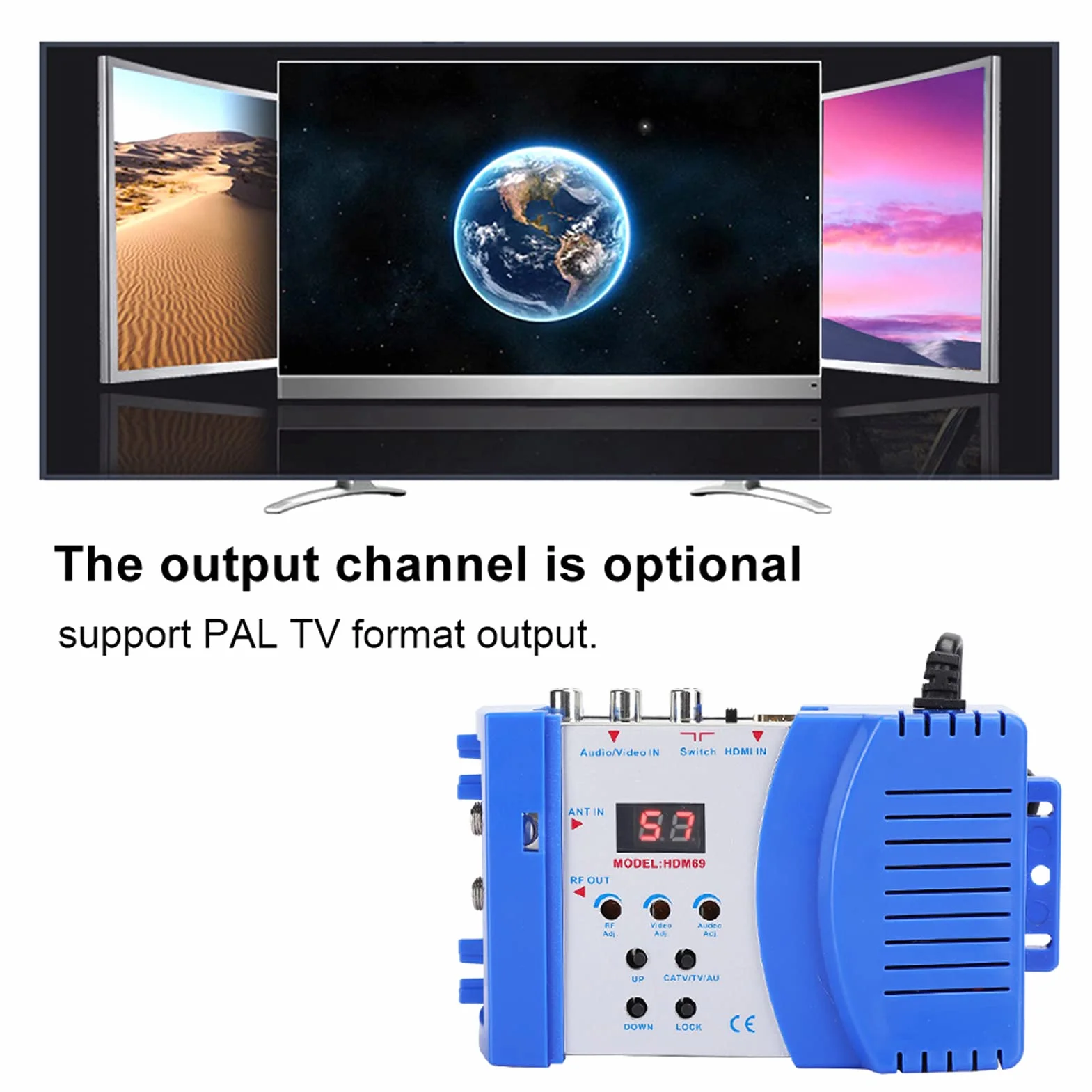 HDMI zu RF Audio Video TV Signalwandler - HF-Wandler Mit PAL Formatausgang VHF UHF Betriebsfrequenz 47~868MHz und AV Eingangsanschlüsse
