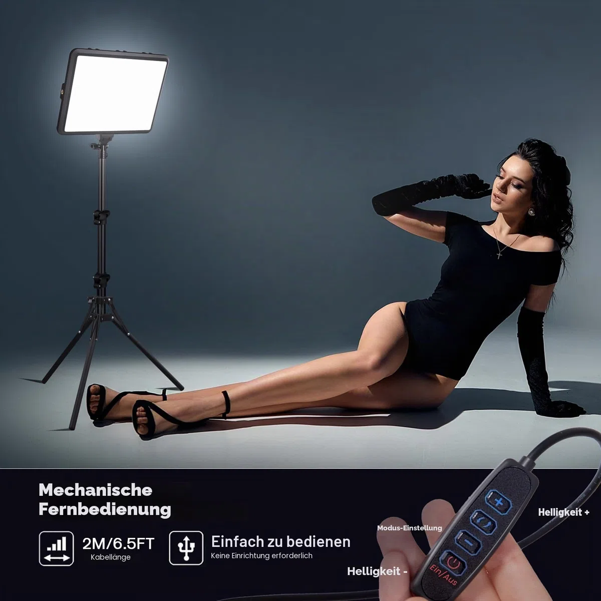 2-Pack Fotografie Beleuchtung Kit, NiceVeedi 25W LED Video Licht Kit, 2900-7000K Dimmbare Studio Licht mit Stativständer und Ladegerät, 185cm Stream Licht für Videoaufnahme, Schießen, YouTube
