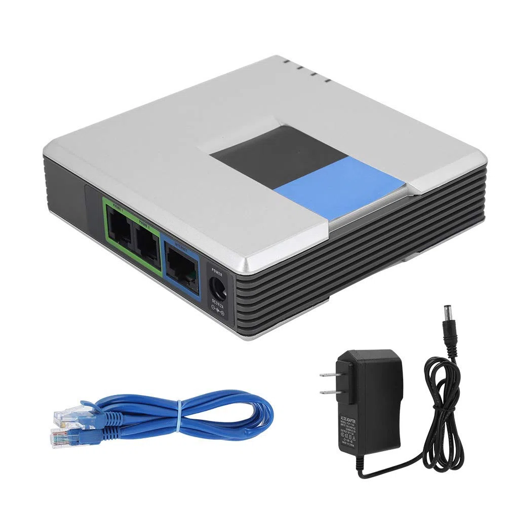 VoIP-Gateway, 2 Ports Telefonadapter PAP2T-NA PAP2T Internet-Telefonadapter SIP-RJ45-Kabel für PAP2T (EU-Stecker)