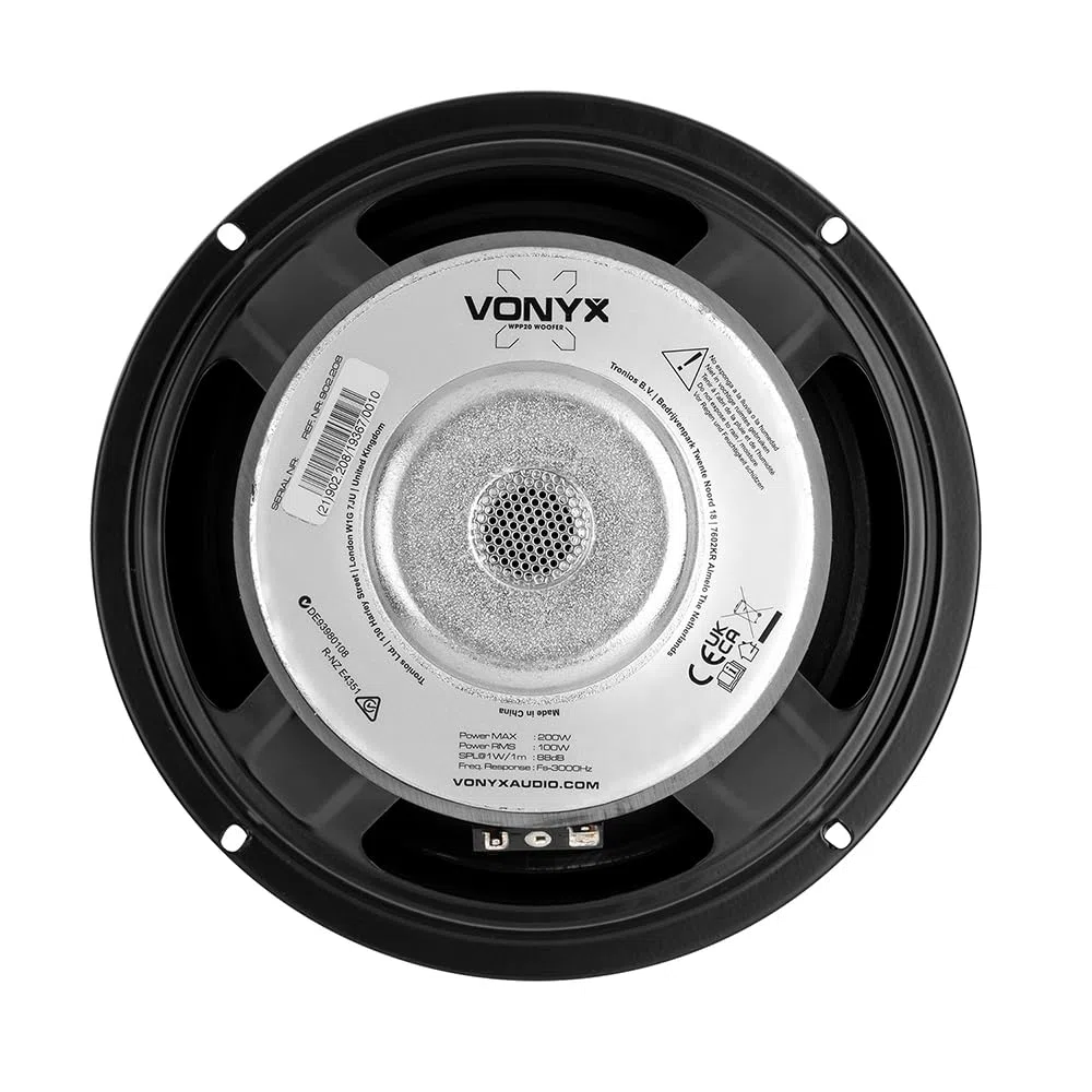Fenton WPP20 - Einbaulautsprecher HiFi Tieftöner Bass Lautsprecher, 20cm, PP-Membran Chassis Ersatz Basslautsprecher, 100 Watt - 8 Ohm Tieftöner - 8" Membranlautsprecher, Ersatzspeaker