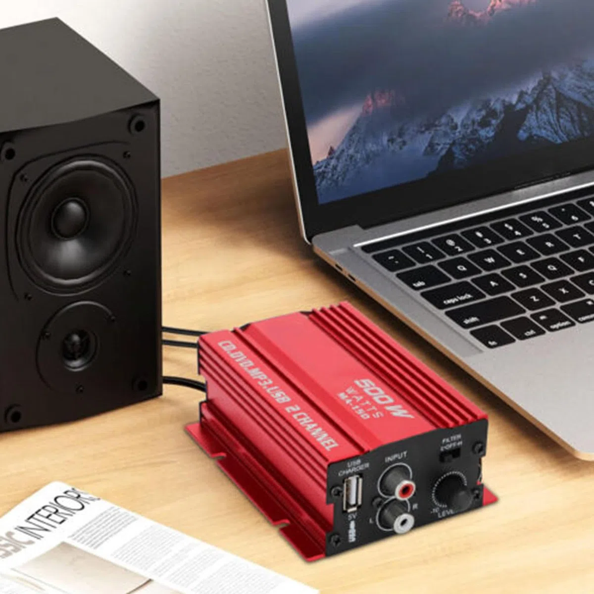 Generisch Auto Audio Verstärker, 2-Kanal, 36 Watt, Rot, Durchsteckmontage, XV4TOP6YZUMZAQG412B2