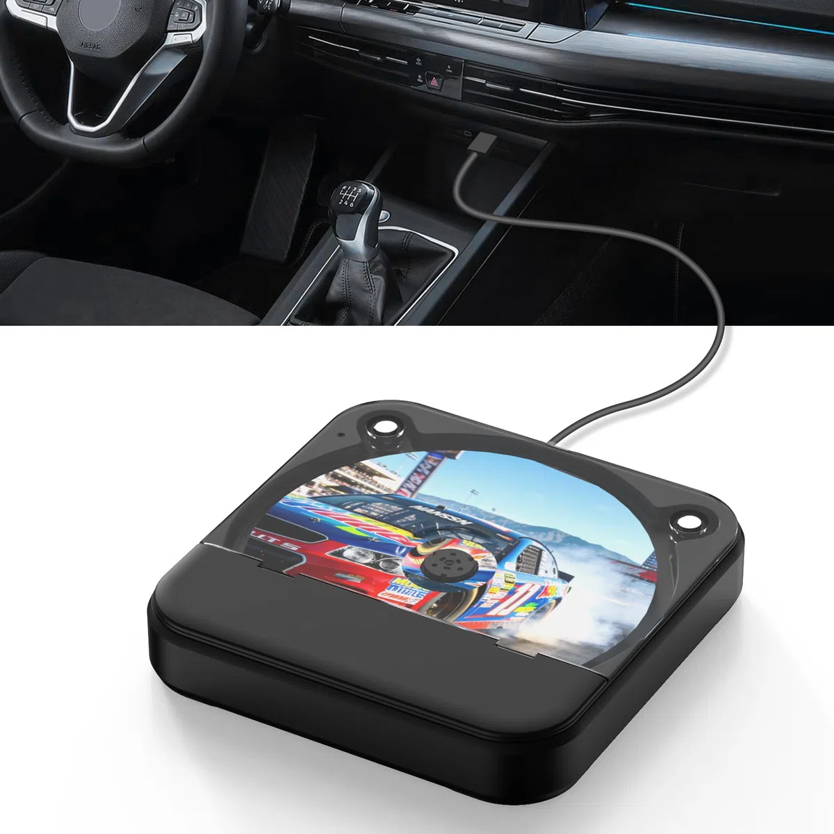 MONODEAL Externer CD Player für Auto, Plug-and-Play Auto CD-Player mit USB/AUX Anschluss, Universeller USB CD Laufwerk für Fahrzeug, Laptop, Fernseher