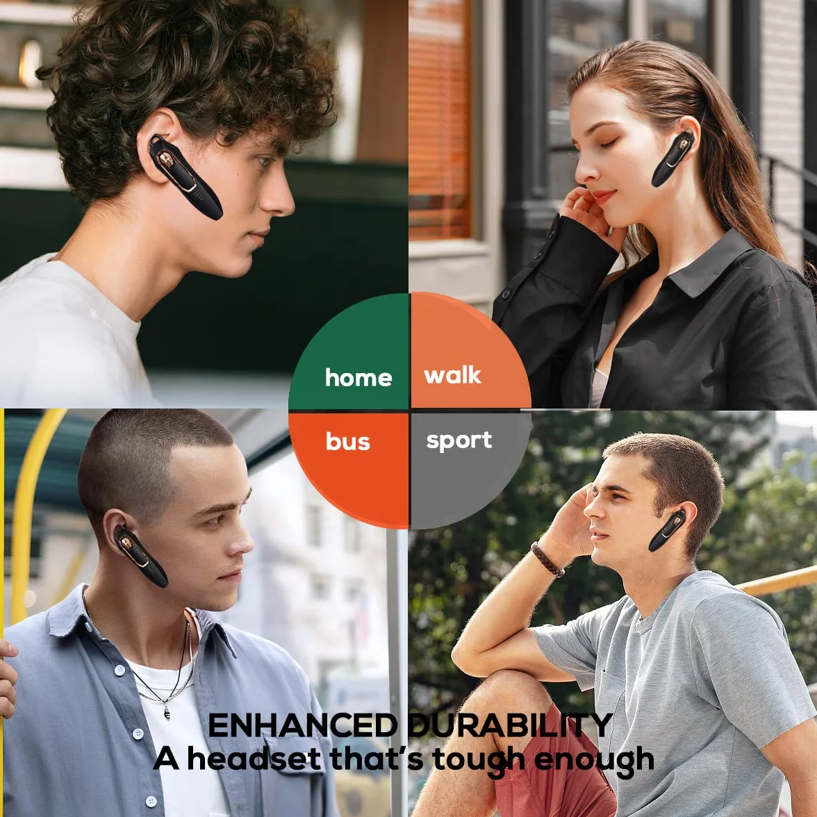 Micool Headset Bluetooth Handy, mit Geräuschunterdrückung Mikrofone Freisprech Bluetooth 5.4 Headset, 36 Stunden Gesprächszeit, Kabelloser Kopfhörer für Phone/Android/Laptops/Tablets