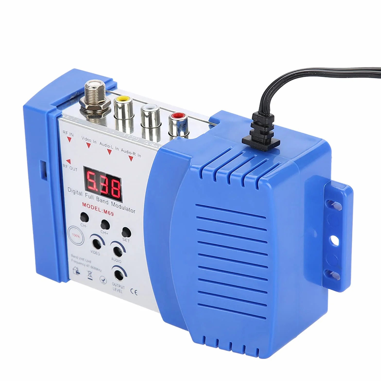 Breitband Audio/Video HF Modulator, Digitaler Display HF-Modulator AV-RF AV-TV Konverter VHF UHF,Ergonomisch HF Modulator mit LED für Satellitenempfänger/Videokamera/VCR/DVD