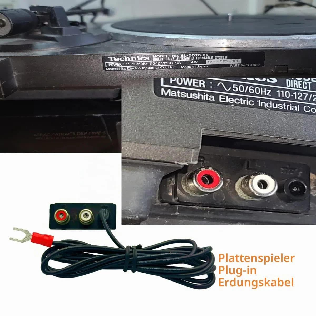 Sam&Johnny Phonograph-Plattenspieler-Erdungskabel für Technics magnetische Plattenspieler SL-BD10, BD20, BD22, BD35, SL-QD33, SL-QD22, Silikon, weiches Erdungskabel, 1,5 m