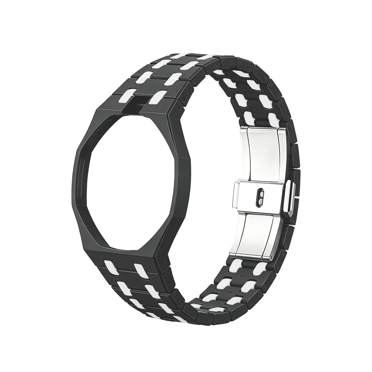 Zwei-farbiger Biokeramik-Gehäusearmband kompatibel mit Swatch Royal Pop Uhr, Sportarmband mit stoßfestem Rahmen und Schutzbumper, passend für Männer und Frauen, mit 3- und 12-Uhr-Drehung