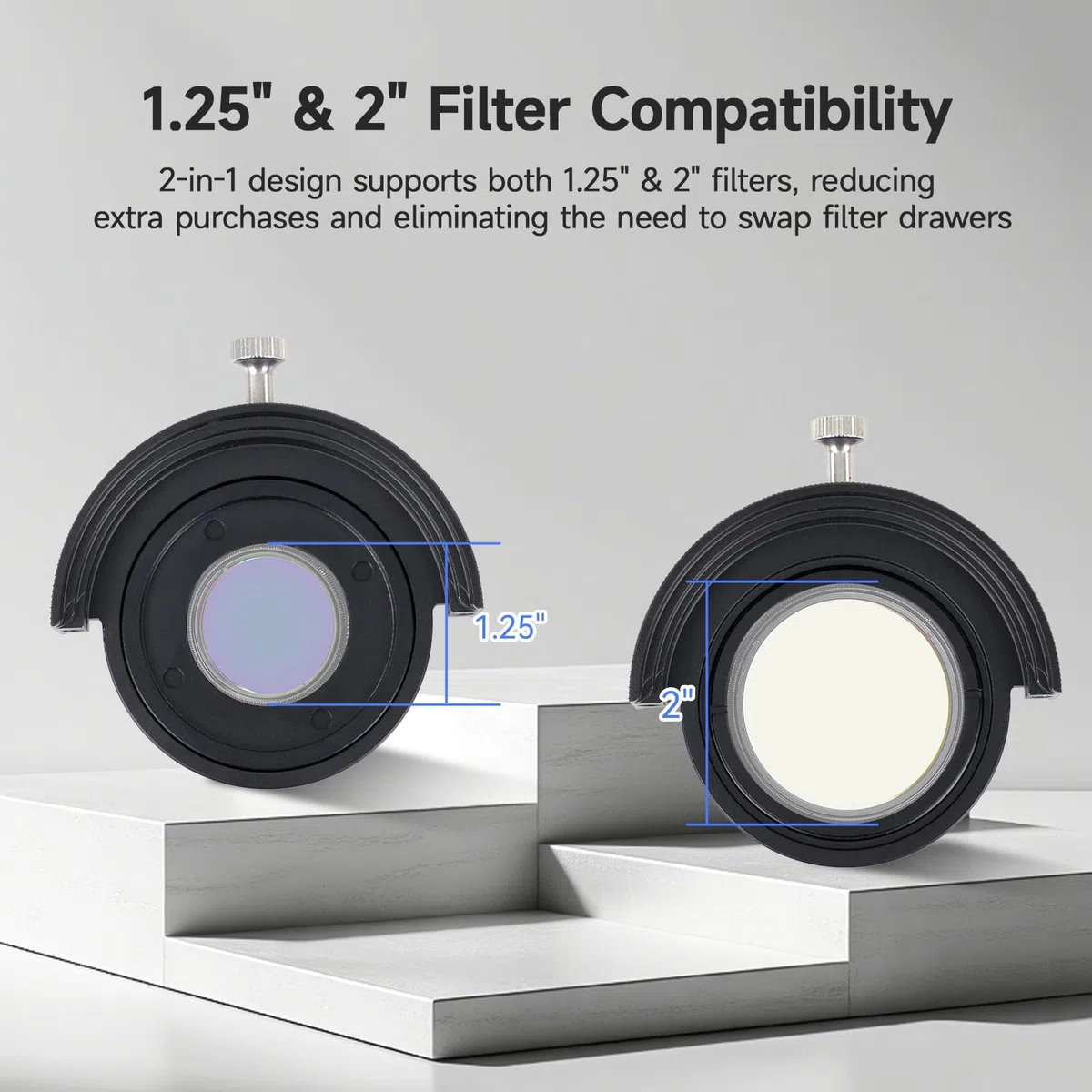 SVBONY SV226P M42-M48 Filterschublade für OAG-Version, aktualisiert mit zwölf M2,5-Innengewinde, Fotofilter-Schublade, doppelter magnetischer Filterhalter für 3,2 cm und 5,1 cm Filter, für Deep Sky