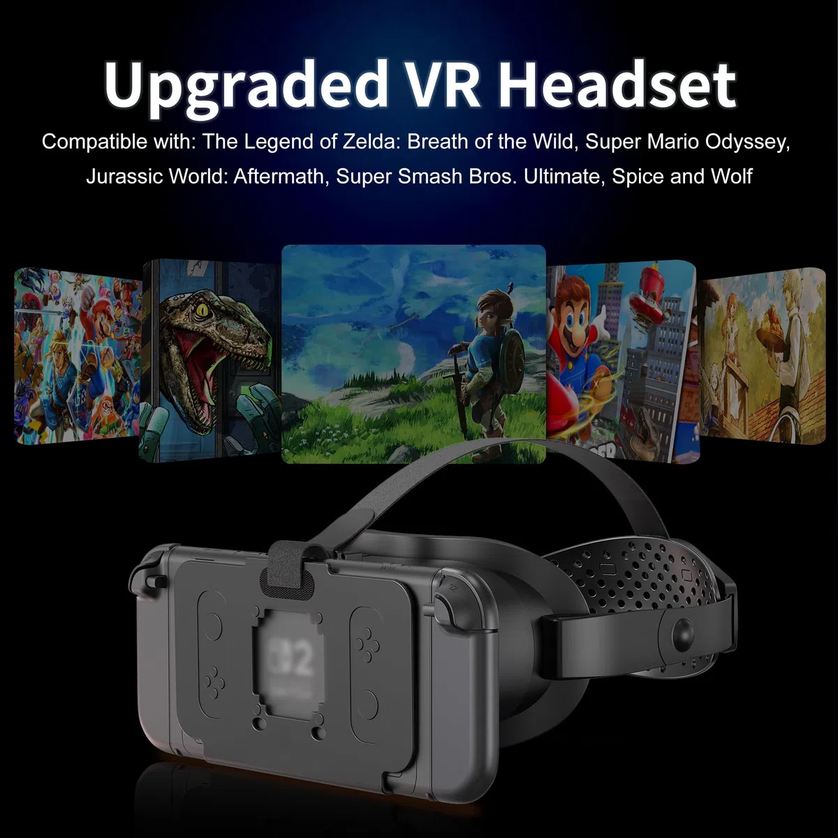 Verbessertes VR-Headset für Switch 2 2025, Switch 2 Virtual Boy VR-Spielbrille mit verstellbaren HD-Gläsern und Kopfband mit Drehknopf, Virtual Boy, Labo VR für Switch 2 Zubehör, Black