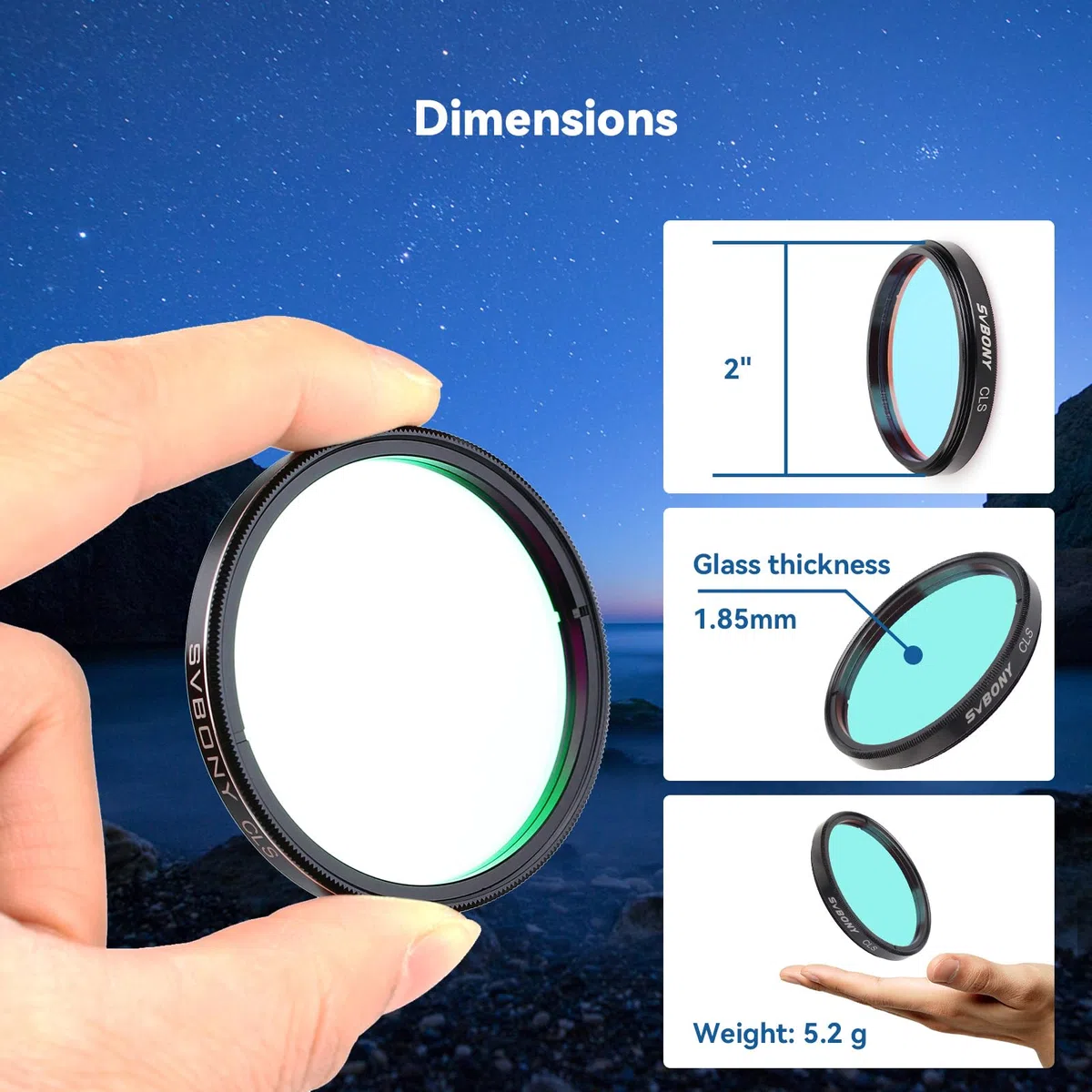 SVBONY Teleskopfilter, 5,1 cm, CLS-Breitbandfilter, reduziert Lichtverschmutzung in der Stadt, geeignet für visuelle Astronomiefotografie mit tiefem Himmel