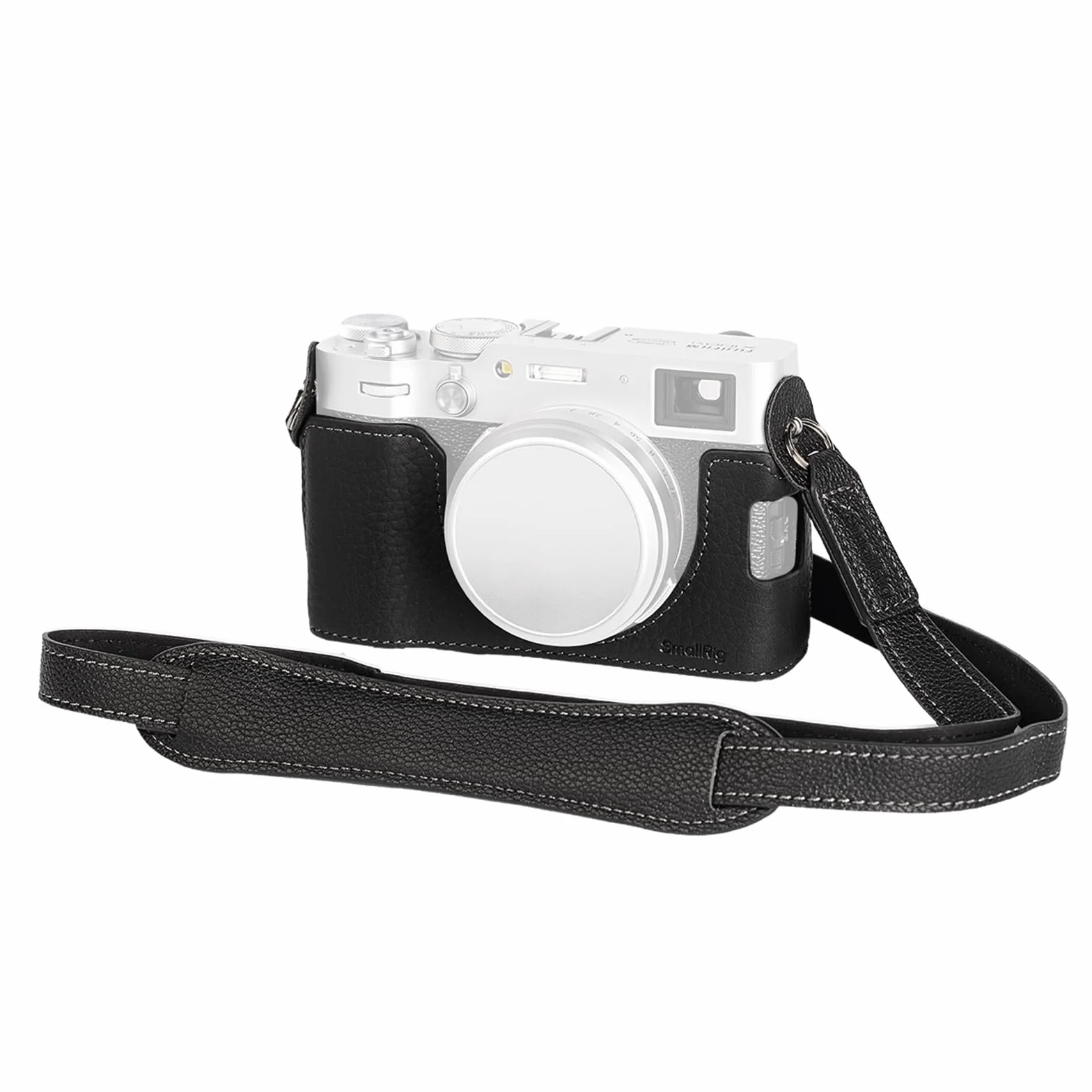 SMALLRIG Half Leather Case Kit X100VI Halbledertasche Set mit Schultergurt, Kamera Halbledertasche im Retro-Stil aus Leder mit Rahmen aus Aluminiumlegierung für FUJIFILM X100VI (Schwarz) - 4700
