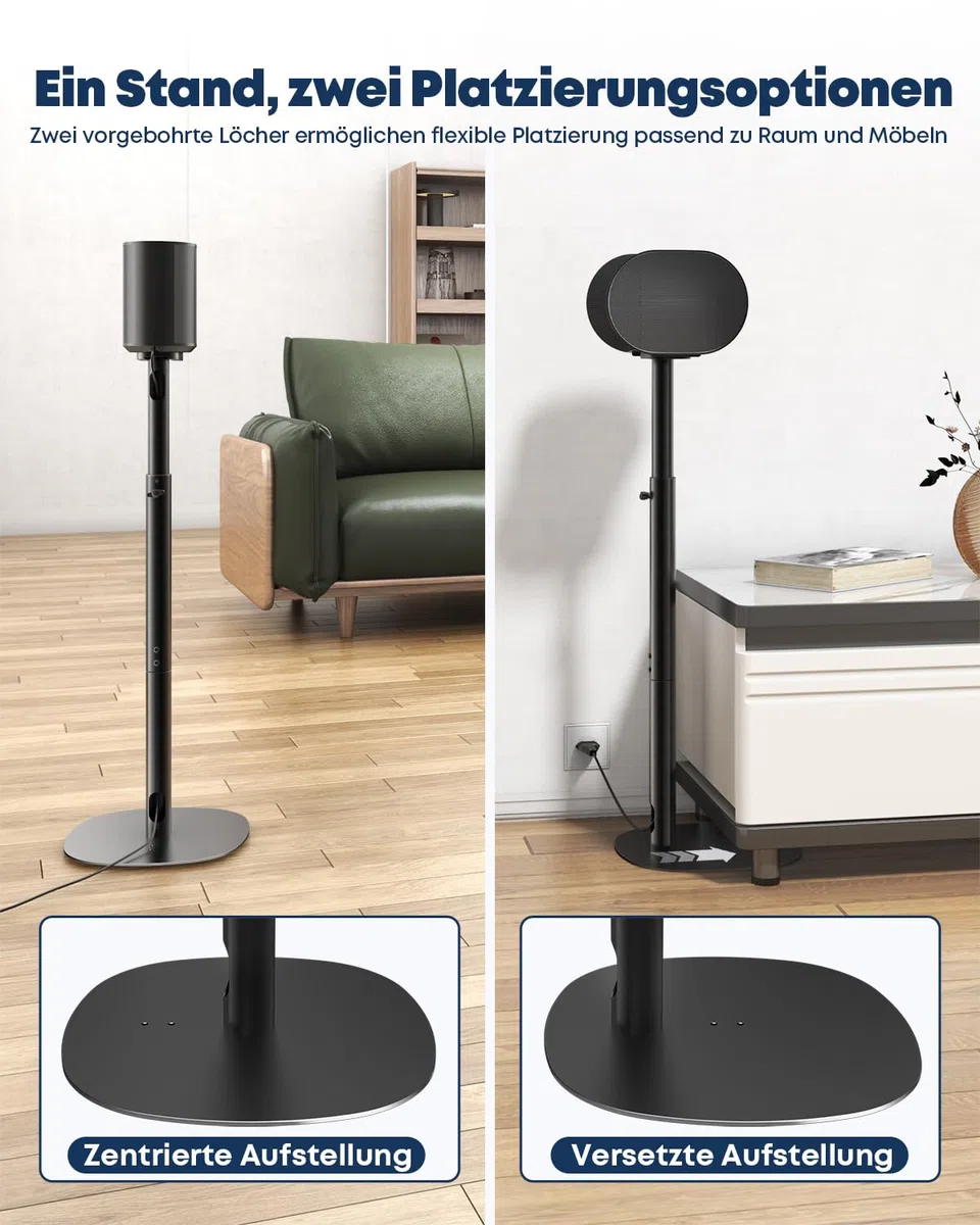 2er Set Lautsprecherständer kompatibel mit Sonos Era 100 SL, Era 100 & Era 300, höhenverstellbar 74–99 cm, stabile Metall Boxenständer mit Kabelmanagement, für Wohnzimmer & Heimkino