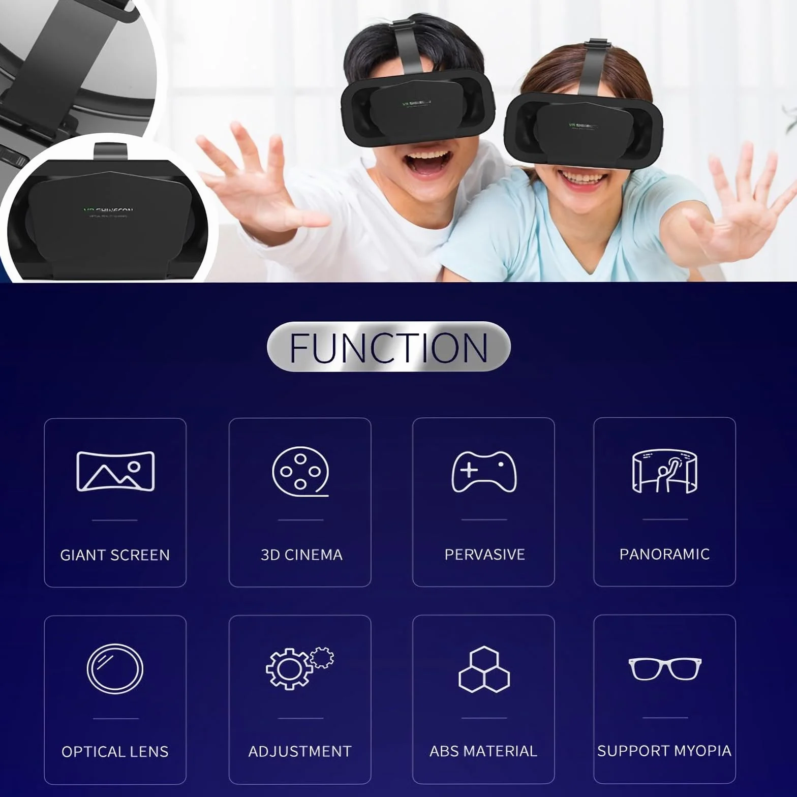 VR Brille Handy Virtual Reality mit Fernbedienung, 3D VR-Brille Erleben Sie Spiele und 360 Grad Filme in weicher & komfortabler Glasses für Phone Android 5~7 inc