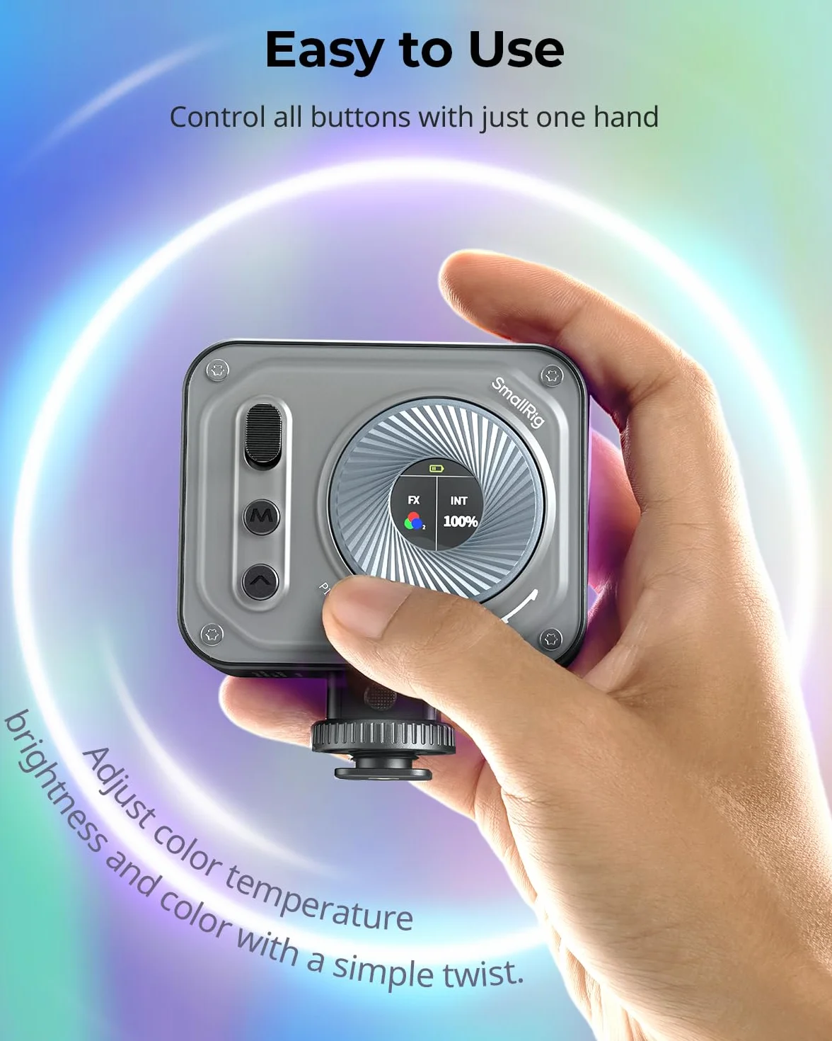 SMALLRIG Vibe P108 Pro RGB-Videoleuchte, Tragbare LED-Kameraleuchte für Fotografie, Blitzschuhleuchte, CRI95+, 2500-6500 K, 12 Effekte, Fülllichtzubehör für Content Creator, Streaming - 4661
