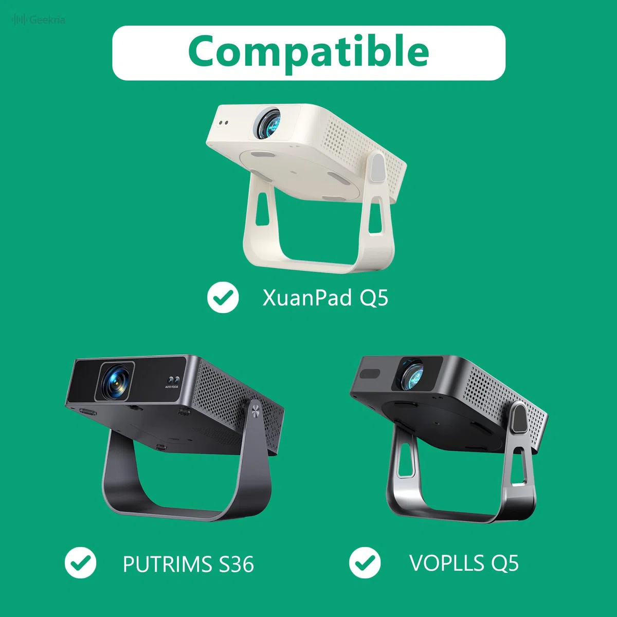 Geekria Hartschalen-Reisekoffer, kompatibel mit PUTRIMS S36, XuanPad Q5, VOPLLS Q5, Tragetasche für Outdoor-4K-Projektor (Dunkelgrau)