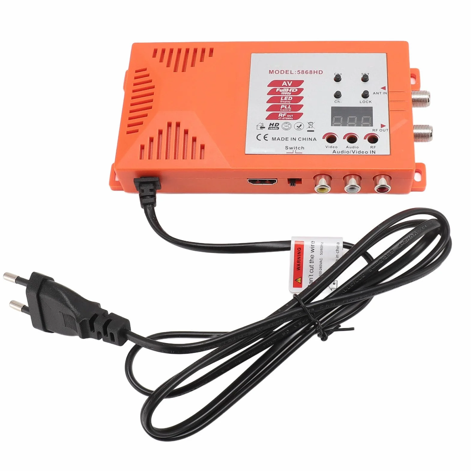 Jectse HDMI-Modulator-HF-Konverter, Koaxial-Composite-VHF-UHF-AV-zu-RF-Konverter, Unterstützt das PAL-NTSC-Format, mit Antenneneingang, Ausgang und Kanalschalter für