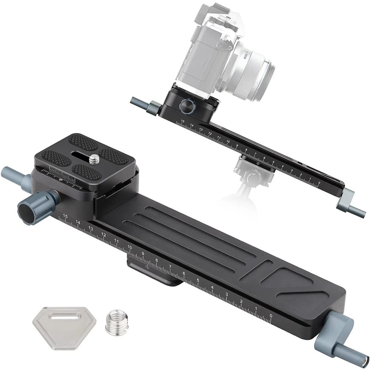Leftfoto Präziser, stabiler Makro-Fokussierungsschienenschieber, bidirektionale Anpassung für Nahaufnahmen, Makrofotografie mit Arca-Swiss Schwalbenschwanz-Schnellwechselplatte