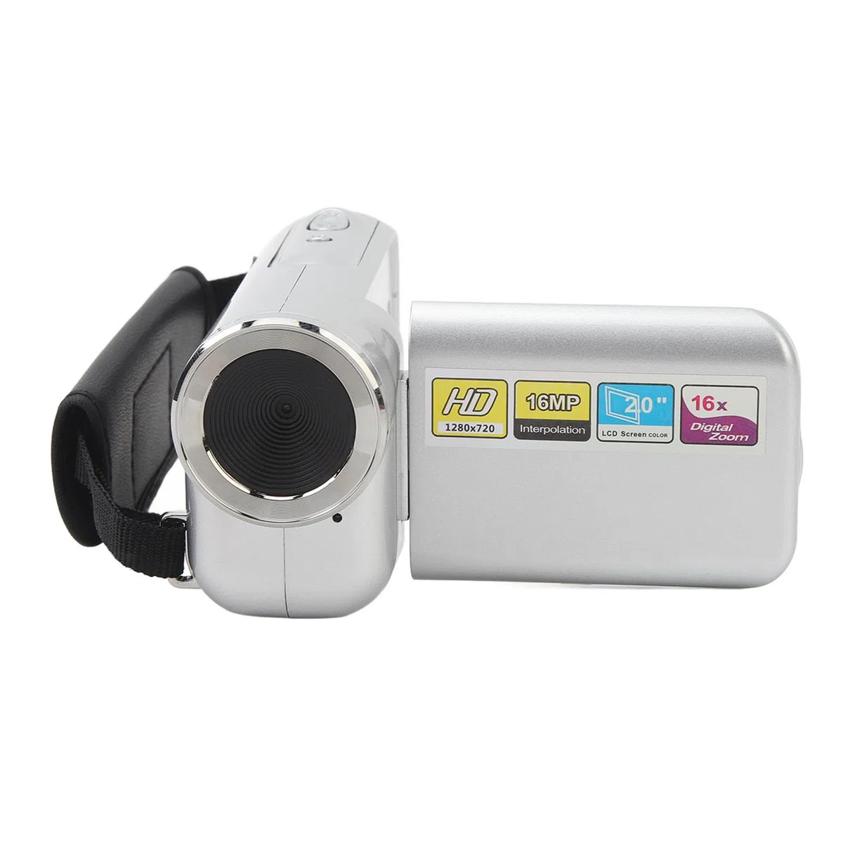 Videokamera Camcorder, 1080P HD 16 MP Kamera mit 2,0 Zoll Farb TFT Bildschirm, 16 fach Digitaler Zoom Vlogging Kamera für YouTube Partyreisen, Camcorder für Anfänger (SILVER)