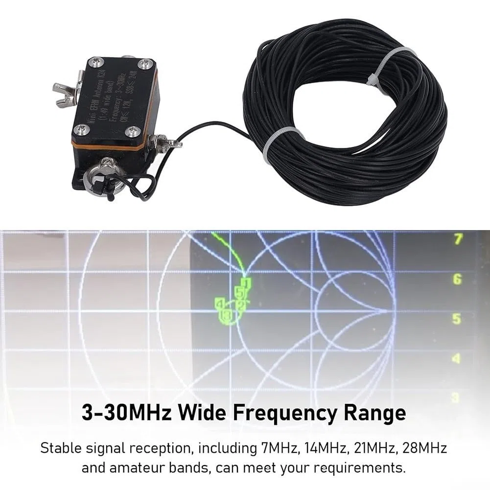 Pocket EFHW Antenne K24, 3-30MHz Kurzwellenantenne, Breitband Tragbare Endspeisung Halbwellenantenne für Ham Radio Feldbetrieb
