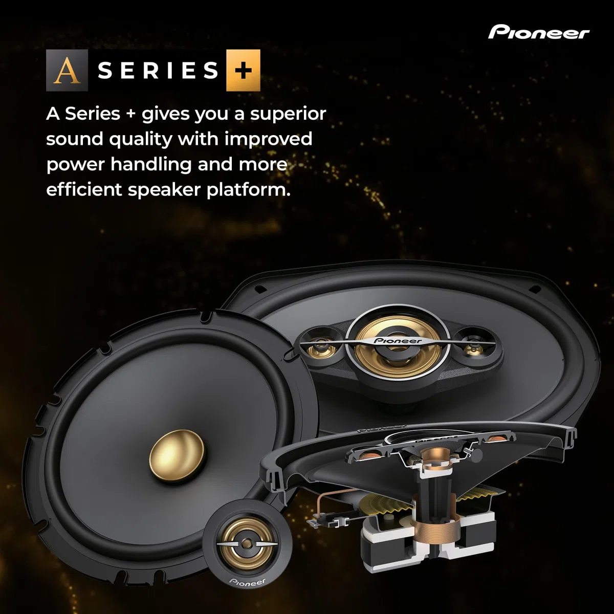 Pioneer Hochtöner (je 450 W max., 100 W Sinus), kraftvoller Klang, hoher Wirkungsgrad, 38 mm Einbauausschnitt, Set mit 2 Lautsprechern, mit Adapter für angewinkelten Einbau