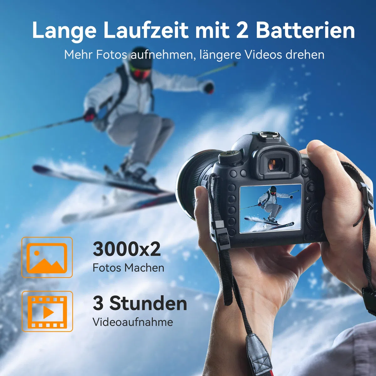 ENEGON LP-E6NH 20W Dual-Akku-Speicher-Schnellladegerät-Set (2X 3000mAh) kompatibel mit Canon EOS 5D, 6D,7D, 60D, 70D, 80D, 90D, XC10, XC15, R, R5, R6, R7, LCD-Anzeige