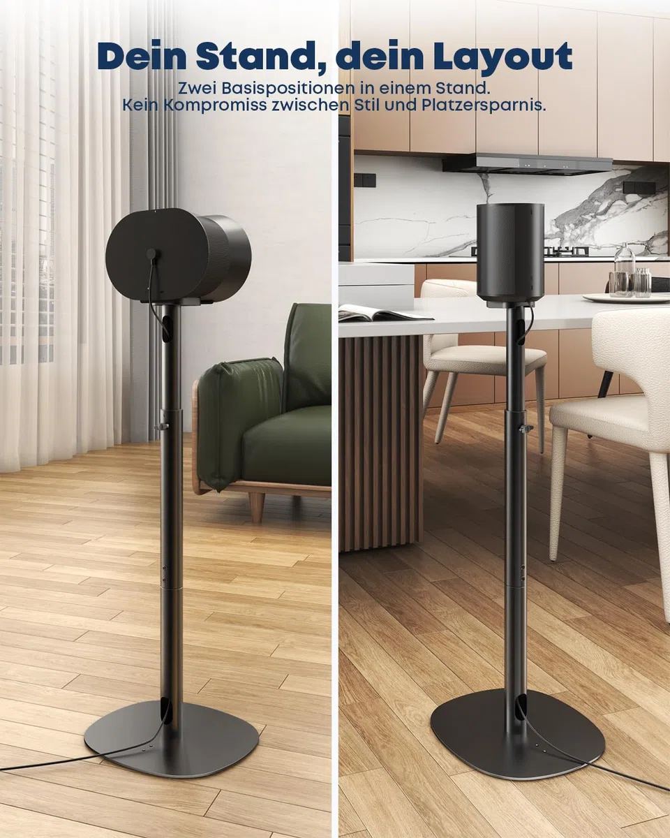 2er Set Lautsprecherständer kompatibel mit Sonos Era 100 SL, Era 100 & Era 300, höhenverstellbar 74–99 cm, stabile Metall Boxenständer mit Kabelmanagement, für Wohnzimmer & Heimkino