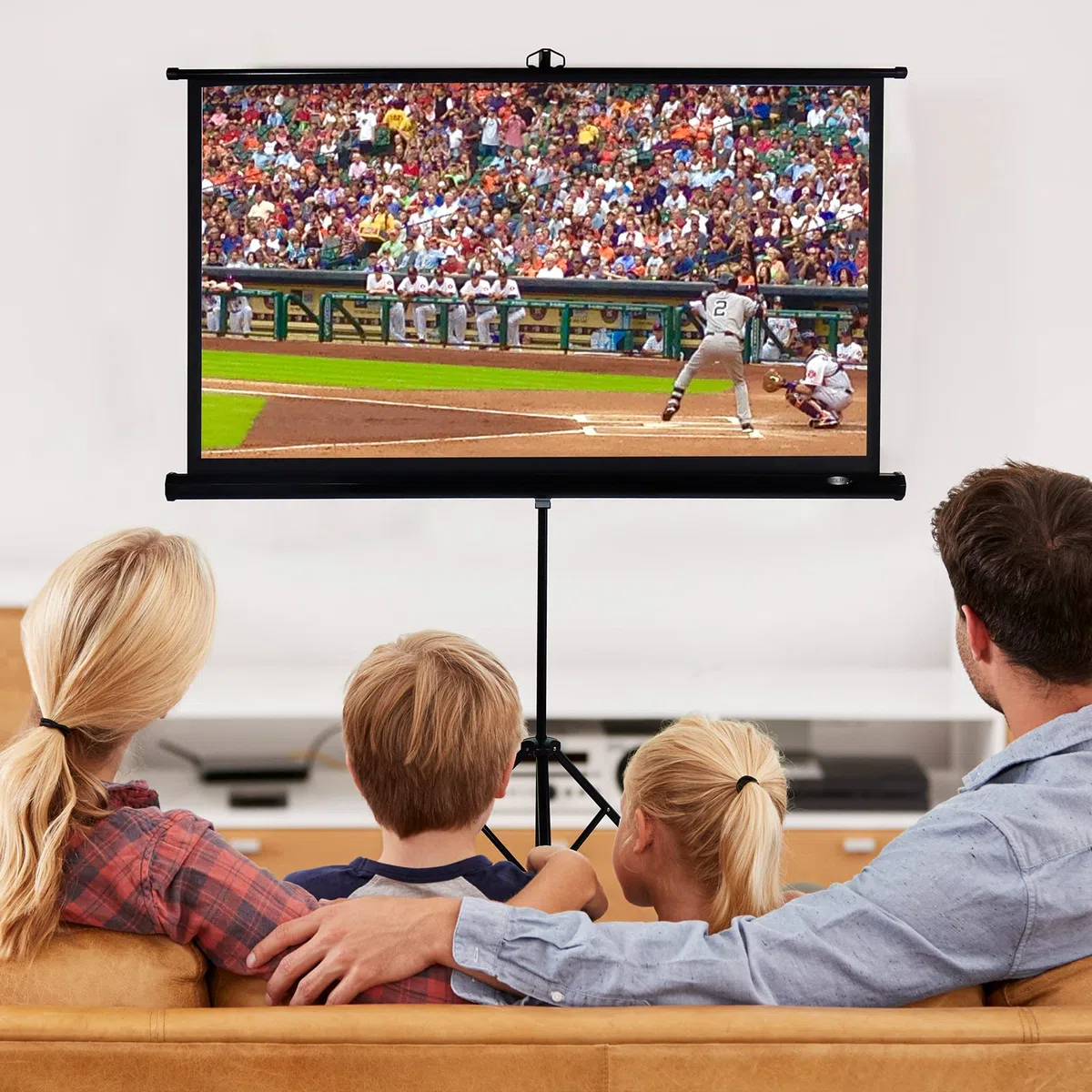 CCLIFE Beamer Leinwand mit Stativ Inklusiv Montagematerial 85/99 / 114 Zoll Projektionsleinwand Rolloleinwand heimkino Mobile
