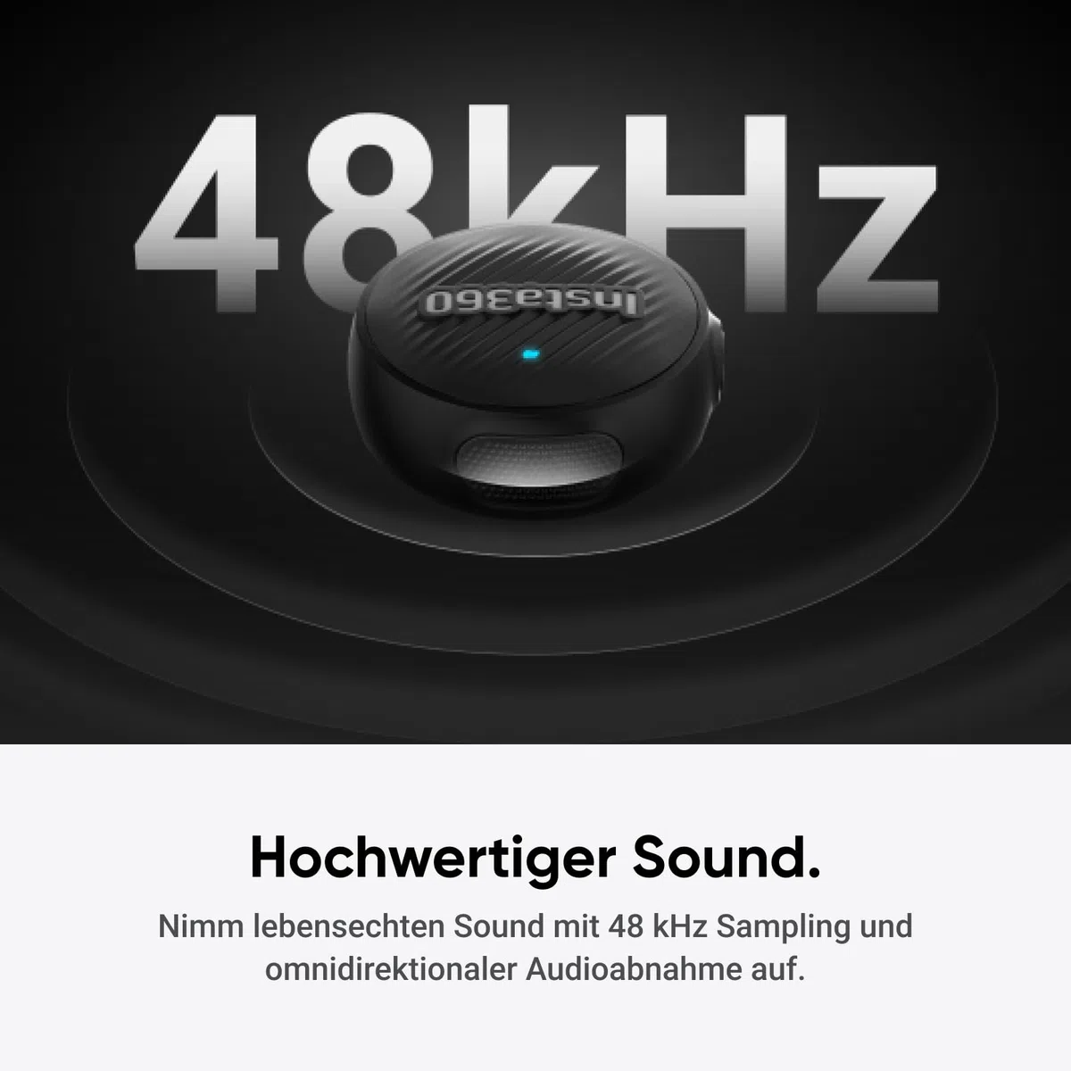 Insta360 Mic Air Transmitter, ultraleichte 7,9 g, Drahtloses Mikrofon X5/X4/X4 Air/Ace Pro 2/GO Ultra, Rauschunterdrückung, Vlog, Streaming