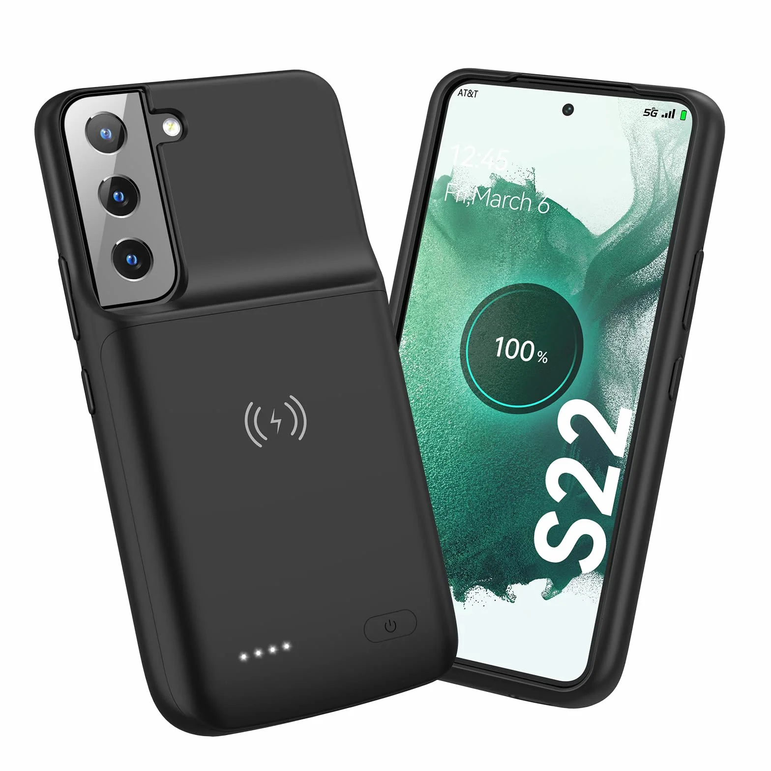 NEWDERY Akku Hülle Für Galaxy S22, Unterstützt 18W QC und Qi Kabelloses Laden, 4700 mAh Schlanke Wiederaufladbare Akkuhülle Für Samsung S22 (6,1 Zoll)