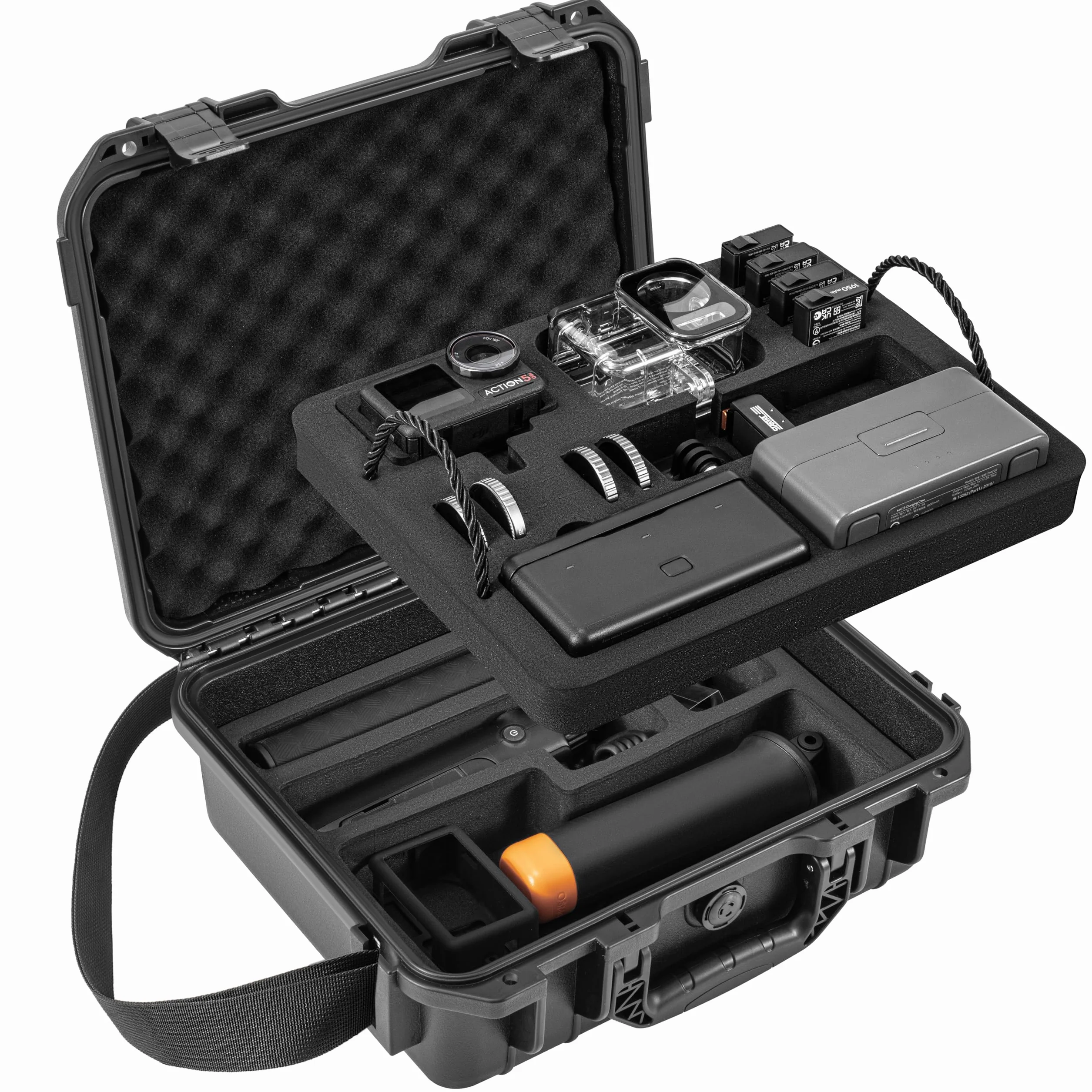 Tomat Action 6/5 Pro Koffer Hülle Wasserdicht Hart Doppellagig Tragetasche für DJI Osmo Action 6/5 Pro/4 Zubehör Hartschalen Reisetasche Tasche,Schutz, kompatibel mit MIC 2/multifunktionaler Ladegriff