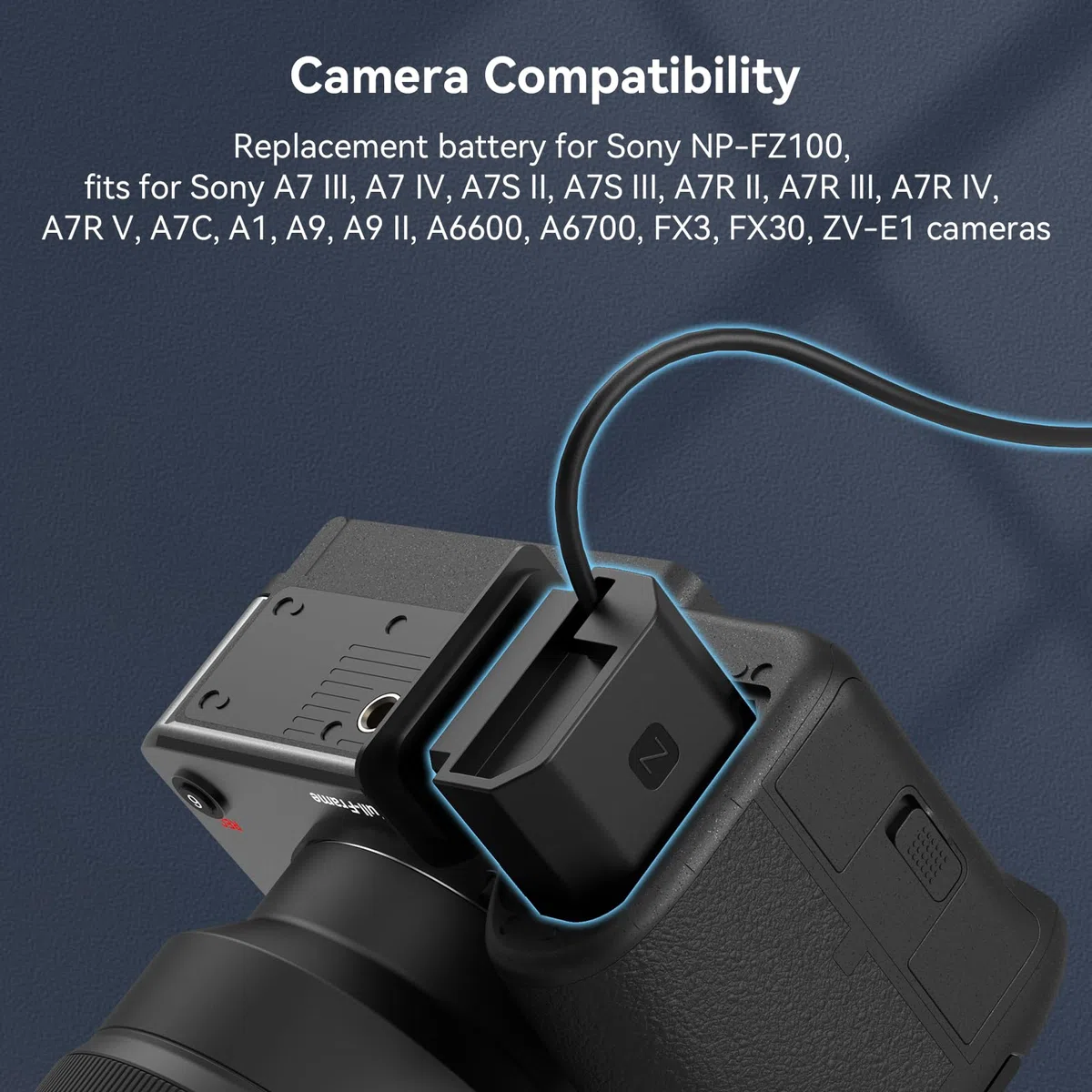 SMALLRIG Dummy Battery Power Supply Adapter Kit für Sony NP-FZ100 α6600 / α9 II / α7 III / α7R III / α1 / α7C / α7S III / α7R IV/ α7R V / α6700/ FX3 / FX30 / α7CR / α7C II / α7 IV/ZV-E1 Kamera-4269B