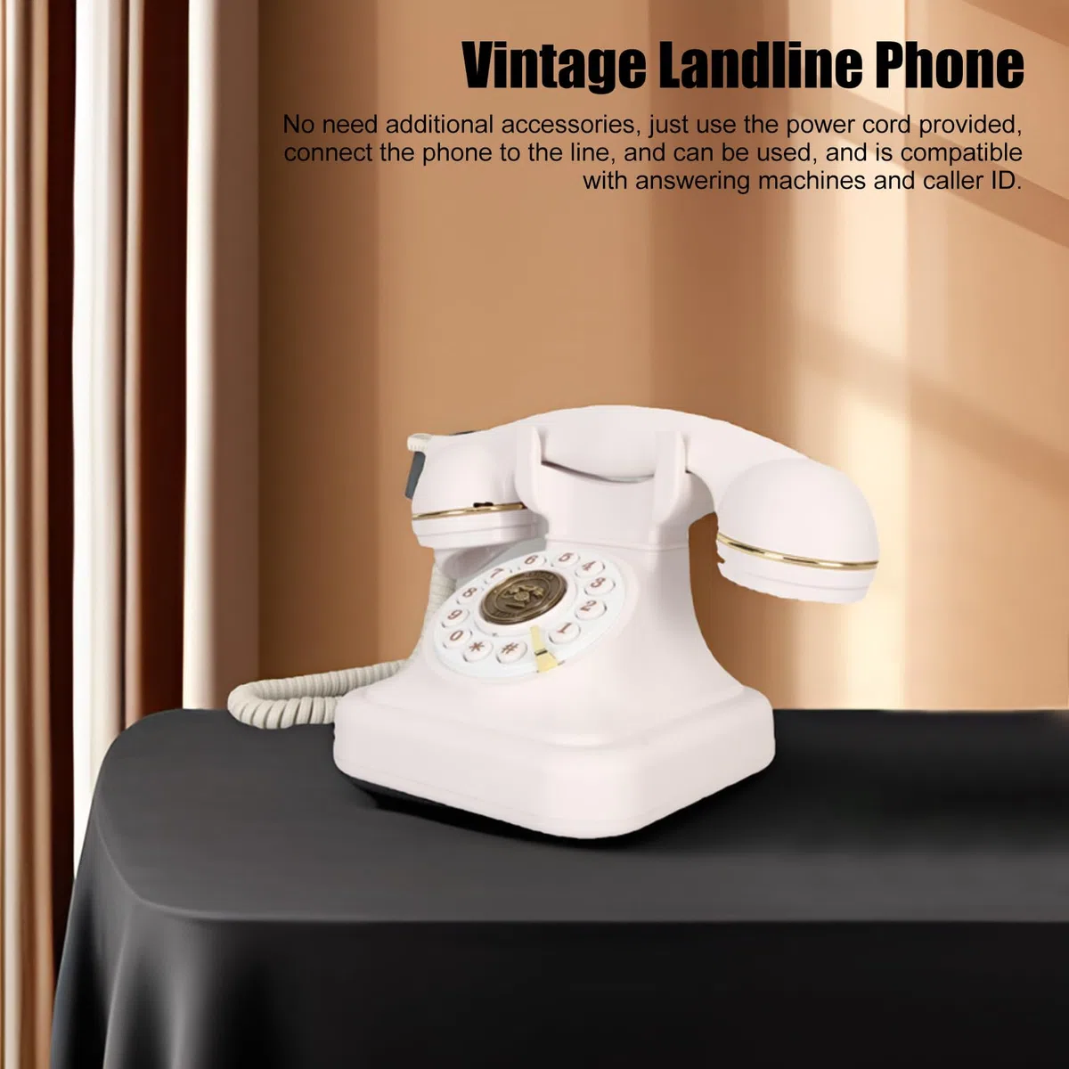 Retro-Festnetztelefon, Altmodisches Vintage-Telefon mit Großer Taste, Antikes Retro-Festnetztelefon für Heimdekoration, Büro
