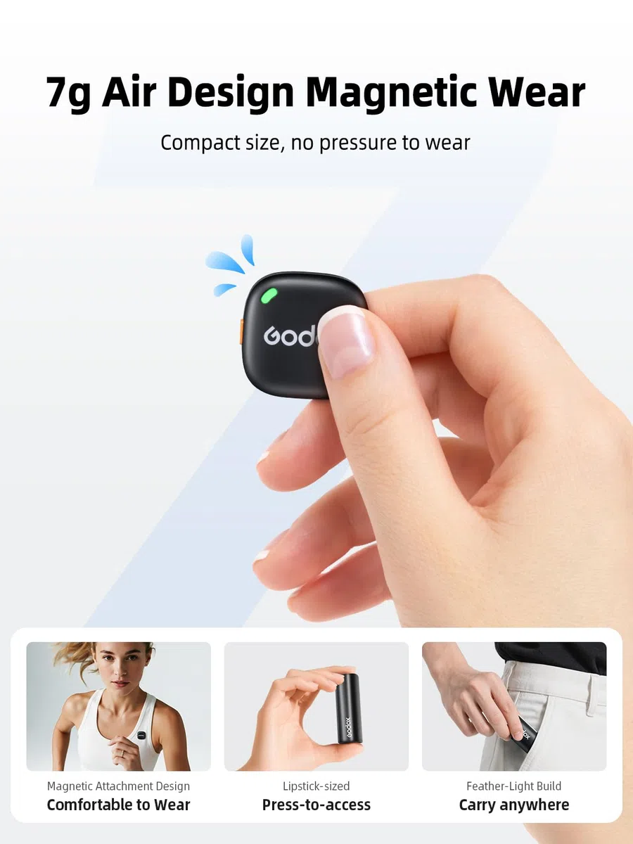 Godox C01 Kit2 Drahtloses Lavalier Mikrofon für iPhone 15/16 & Android, USB C, Intelligente Lärmreduzierung, 48kHz/24bit Audio & 200m Reichweite – für Vlogging, Live Streaming, Interviews